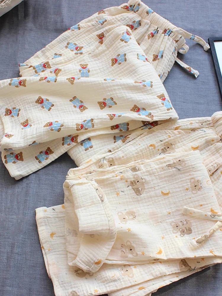 Tulip Summer Mosquito-Resistant Loose Thin Cartoon Cute Women's Sleepwear Pants Casual Home Leisure High Waist Long Pants_voghion.com