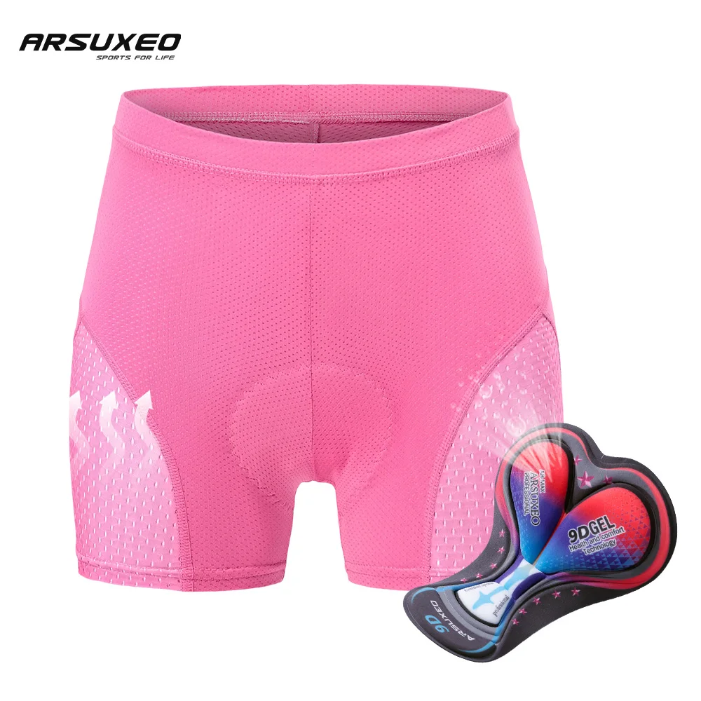 ARSUXEO Women's Cycling Underwear Cycling Shorts Bicycle MTB Shockproof Gel Padded Road Mountain Breathable Mesh Bike Underpants