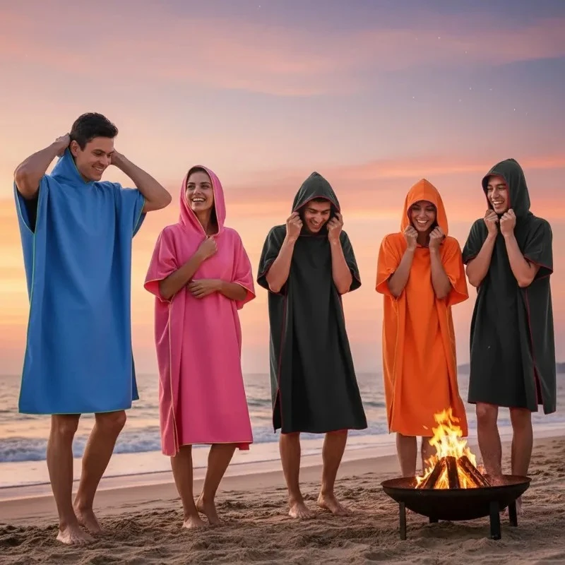 Microfiber Quick Dry Surf Poncho Towel Bathrobe for Swimming