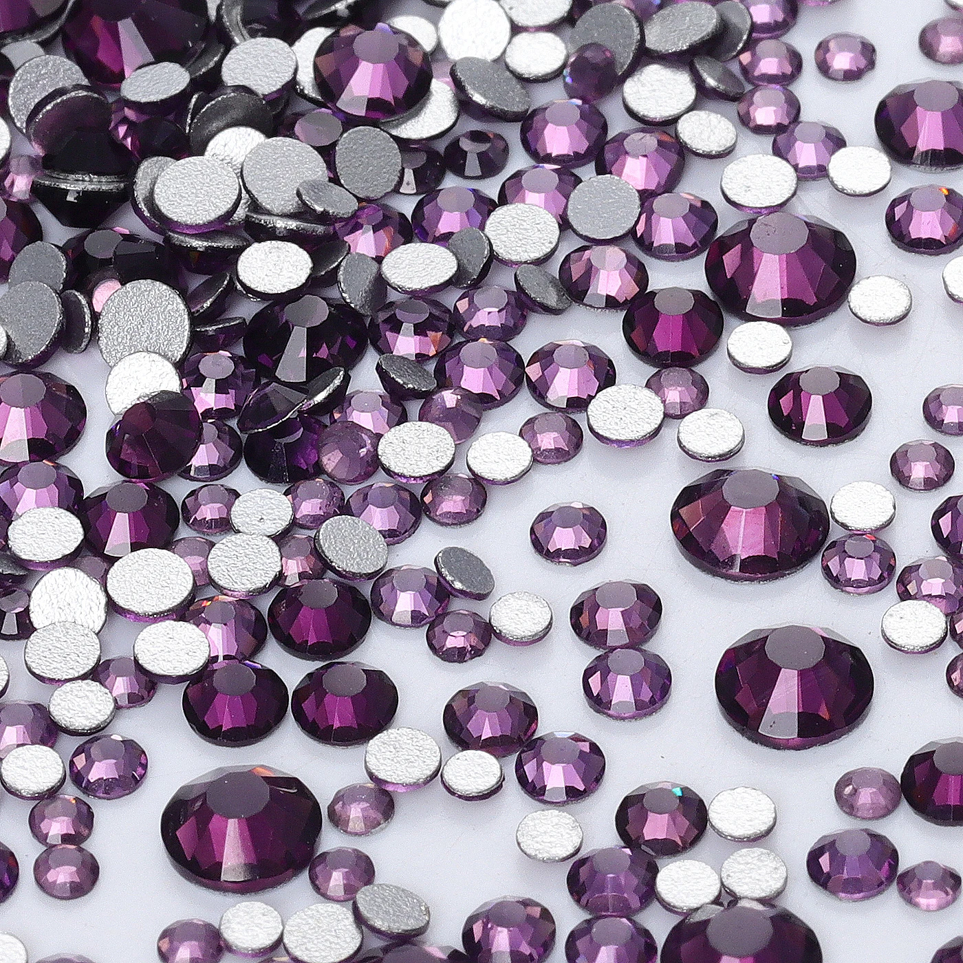 Vibrant Mix Size Round Glass Rhinestones