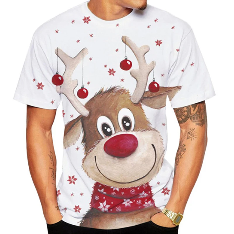 Christmas Reindeer 3D Print Oversized T Shirt