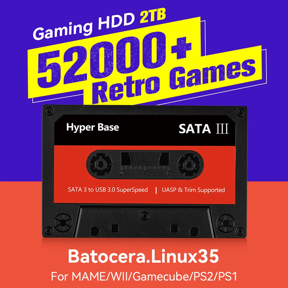 Batocera 게임용 HDD 내장 52000 + 게임, PS3, PS2, Wii, Wii..