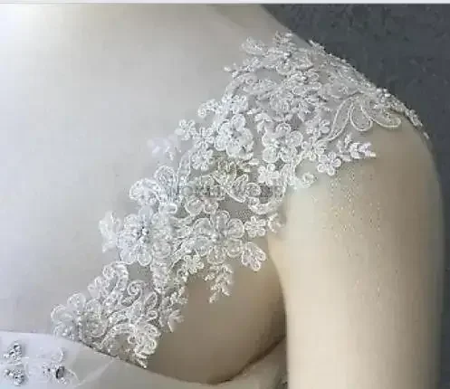 Wedding Shawl Beaded Appliques Removable Shoulder Straps for Strapless Dress