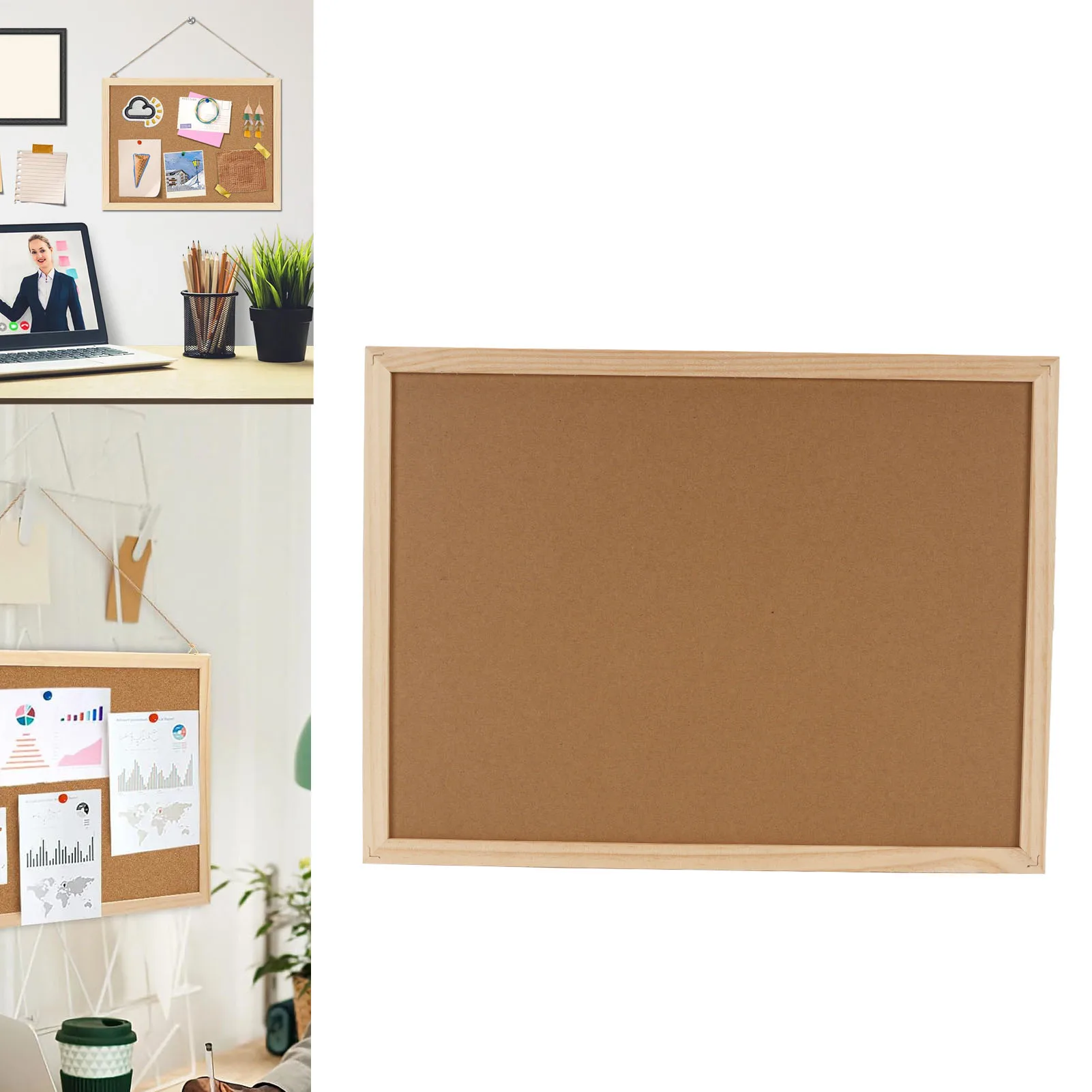 2PCS Cork Boards 30x40cm with Wooden Frame  Walls Decorative Hanging Pin Notice Memo Bulletin Board Cork Boards