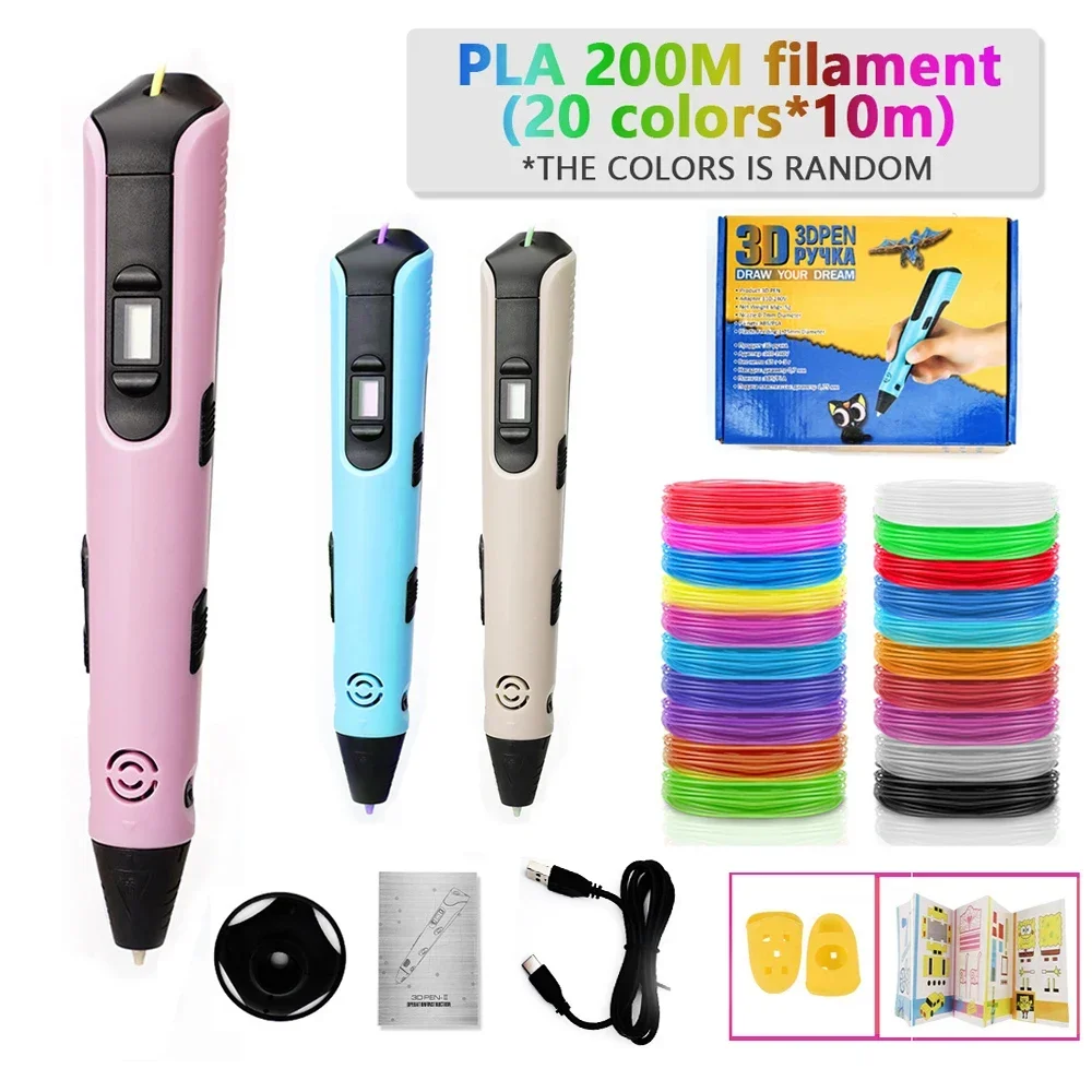 3D 프린팅 펜 LCD 디스플레이 화면 1.75mm ABS PLA 0.7mm 직경 재료 어린이 DIY 드로잉 펜 크리스마스 생일 선물