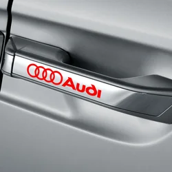 Set of 4 Car Logo Door Handle, Wiper, and Rearview Mirror Sticker Decor - Auto Accessories (Red Audi)