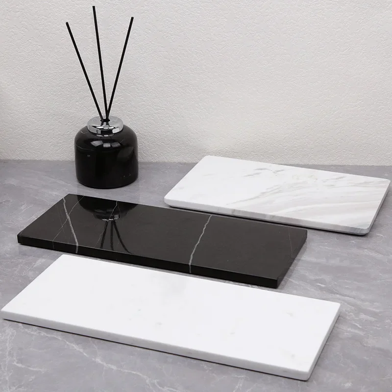 Modern Simplicity Natural Marble Flat Tray Circular Square Cosmetic Jewelry Storage Photography Props Display Ornaments 2