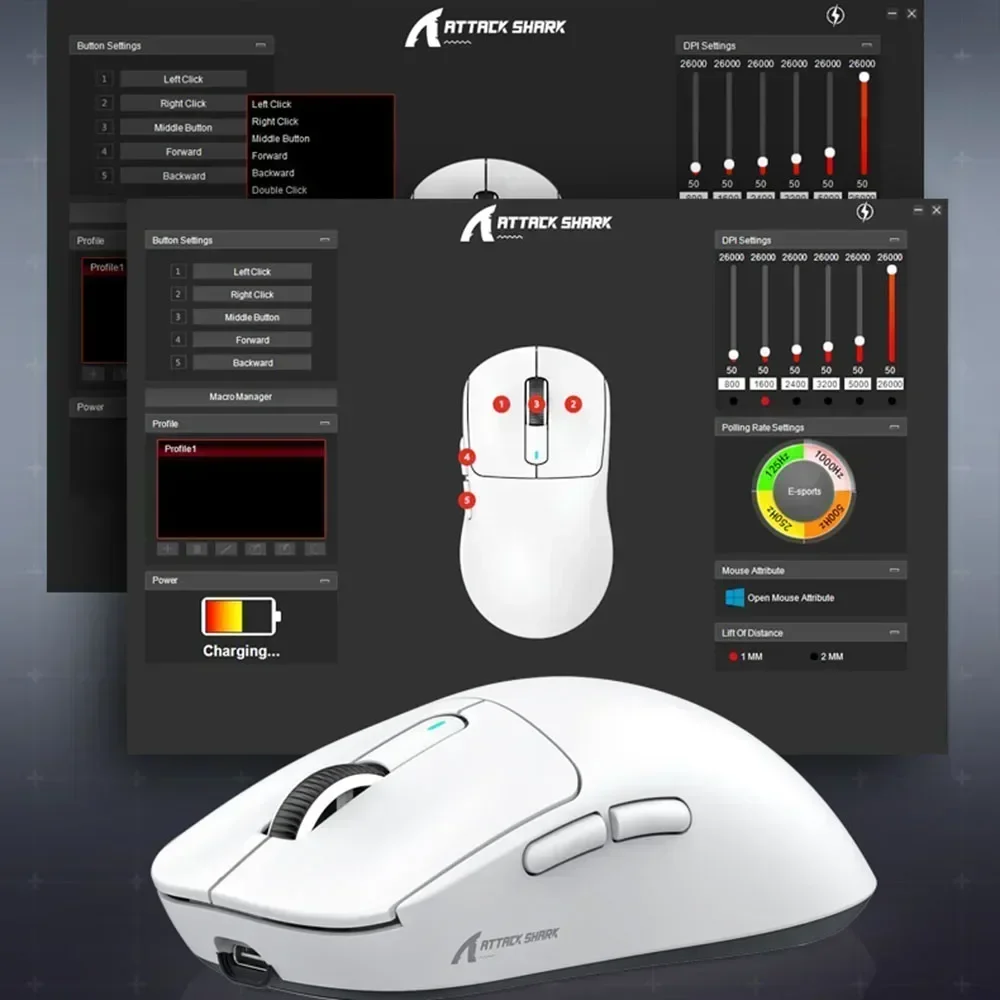 X3 X3Pro Attack Shark PAW3395 Bluetooth Mouse Lightweight Wireless Gaming Mouse Tri-Mode 26K DPI PAW3395 PC Laptop Win Mac