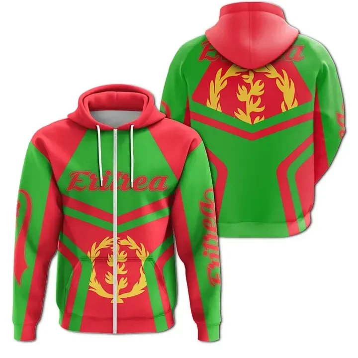 Africa Country Eritrea Map Flag Zip Up Felpa Con Cappuccio Per Uomo Abbigliamento Emblema Nazionale Dromedary Felpe Sport Boy Jersey Camel Tops