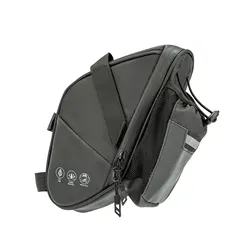 Waterproof Bike Saddle Bag with Water Bottle Pocket - 1.5L Under-Seat Cycling Storage Pouch (Black)