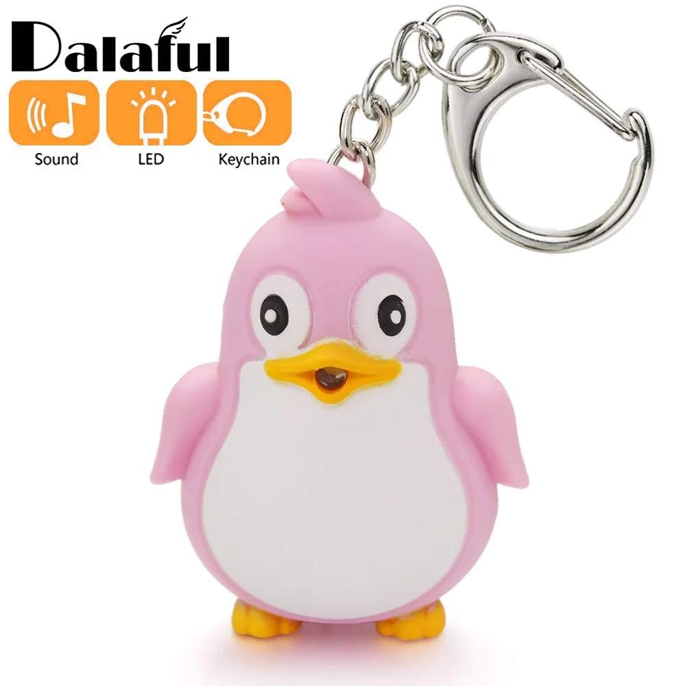 Cute LED light with Sound Penguin Keyring Key Chain Kids Gift Toy Q 