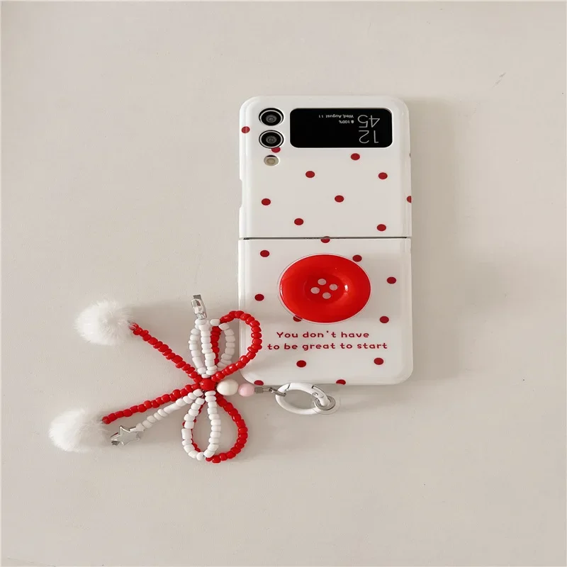 Red Polka Dot Button Holder Phone Case - Hard Shell with Stand Feature