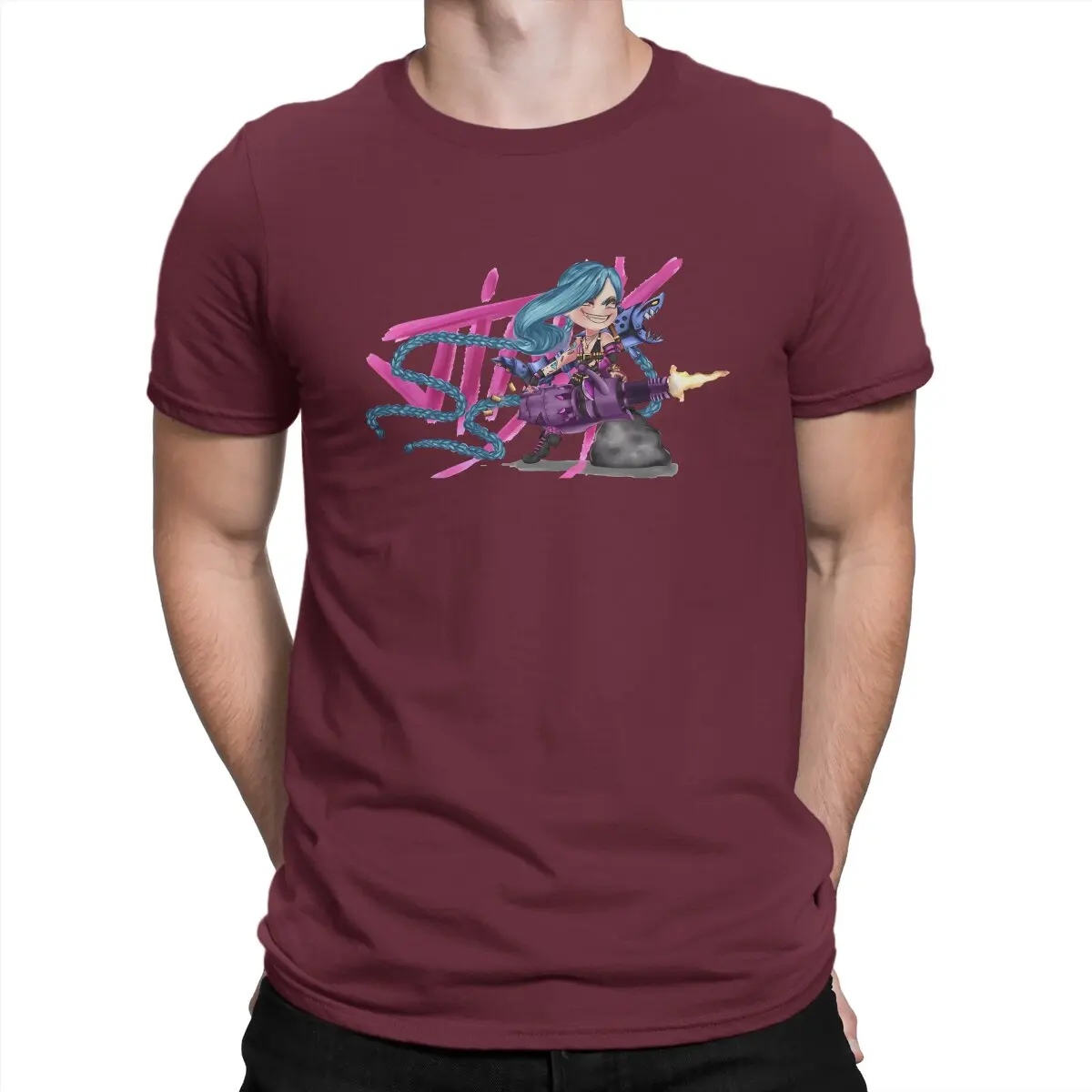 thumbnail image 1 of Camiseta Jinx para hombre, de Arcane League of Legends, LOL Game, de algodón, cuello redondo, manga corta, humor, regalos de cumpleaños de alta calidad., 1 of 7