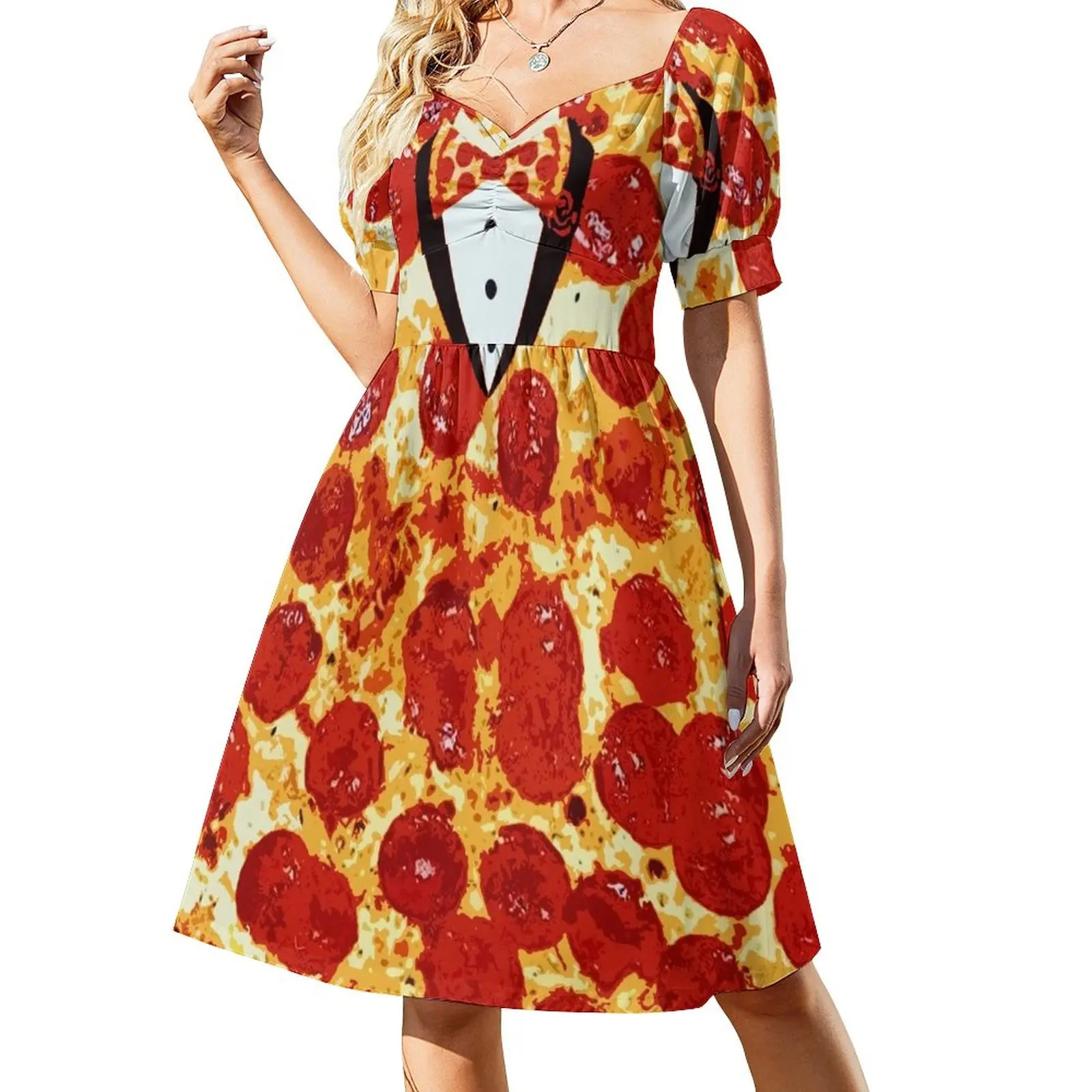 

Pepperoni Pizza Tuxedo Sleeveless Dress chic and elegant evening dress Party dresses for women luxury woman party dress