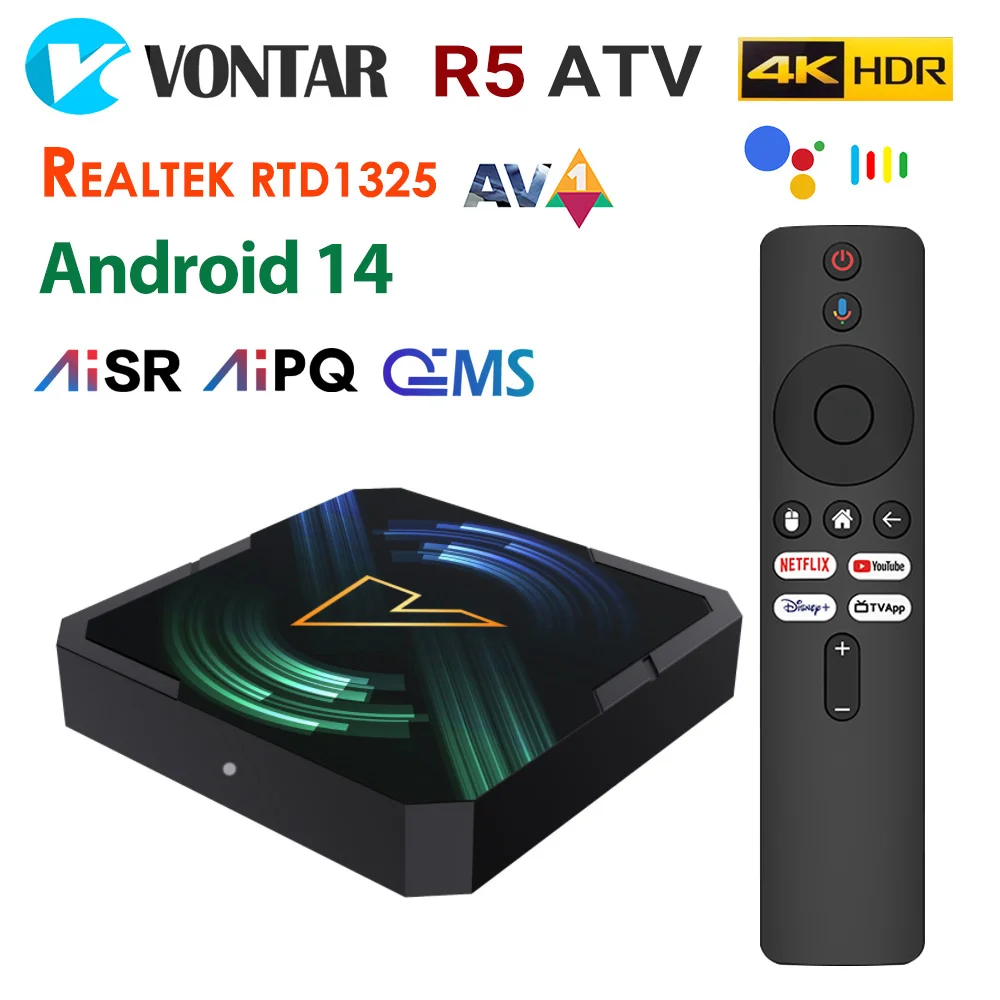 VONTARR5ATVTVBoxAndroid14Realtek1325SupportAI-PQAI-SRHDR10+Wifi64KHD2.1bAV1100MLANMediaplayerSettopbox-AliExpress