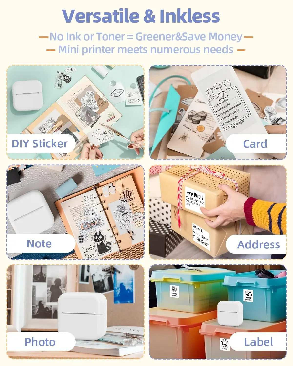 미니 프린터 용지 라벨 접착 용지, 학습 및 사무용, DIY 접착 용지, M02 T02 HD 사진 3 롤