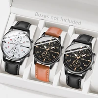 3PCS Men's Fashion Watch Set Business Trend Versatile Retro Classic Round Dial Quartz Watch Set as a Holiday Gift for Him 1