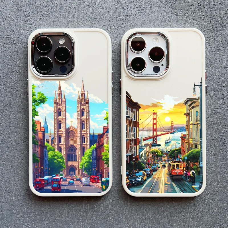 Bruchende Stadtlandschaft New York London Silikon-Handyhülle für iPhone 15 14 16 Pro Max Plus 13 12 11 Pro Max XR XS X SE2 Abdeckungen – Detail 14
