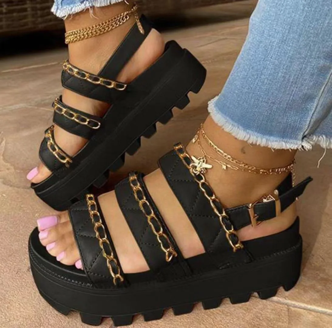 Women Sandals Fashion Platform Gladiator Sandals Open Toe Buckle Strappy Height increase Summer Women Sandalias