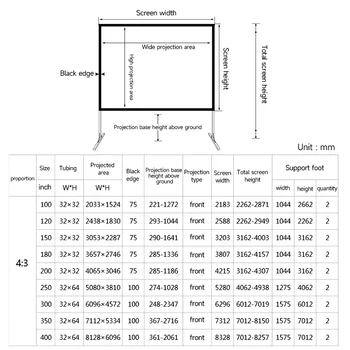 شاشة عرض رخيصة 200 بوصة شاشة عرض سريعة الطي 4:3 4K ديكور خارجي شاشة عرض محمولة مع حامل - Image 5