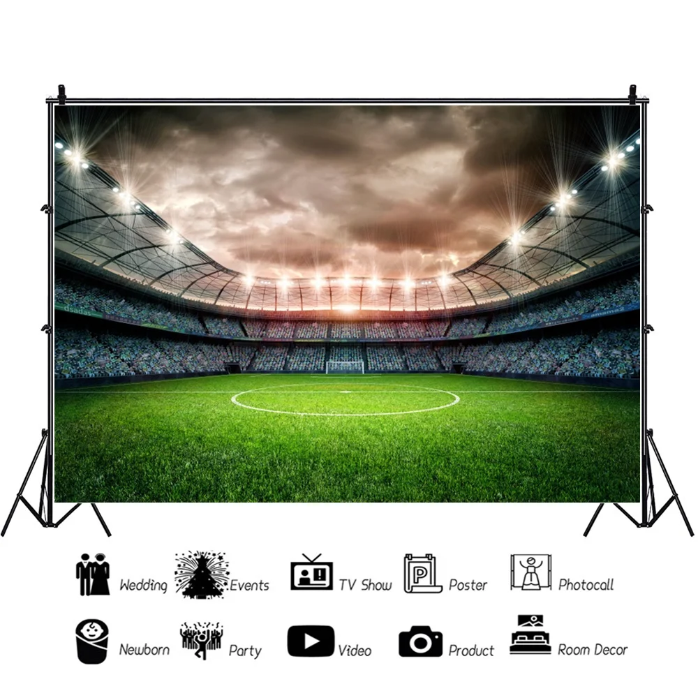 Real Madrid Bernabeu Football Stadium Photo Backdrop Kids Birthday Party Sport Theme Photography Background Custom Name