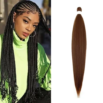 20/26/30 Inch Synthetic  Braiding Hair 8 packs Pre Stretched Color 30 Braids Hair Extensions Hot Water Setting Braiding Hair 1