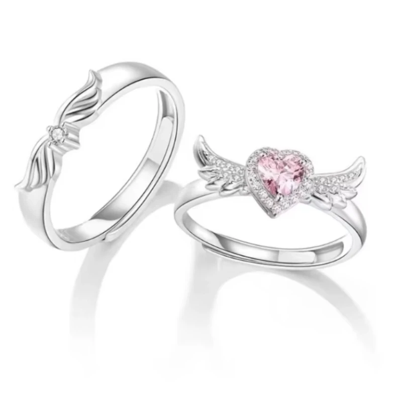 Pink Couple Rings For Valentine's Day Chic Angel Wing Ring