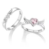 Chic Angel Wing Ring for Couple Pink Heart Cubic Zirconia Eternity Rings Romantic Forever Love Finger Jewelry Valentine Day Gift 1