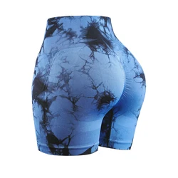 Seamless Ribbed High - Waisted Yoga Shorts - S (618 DbLue)