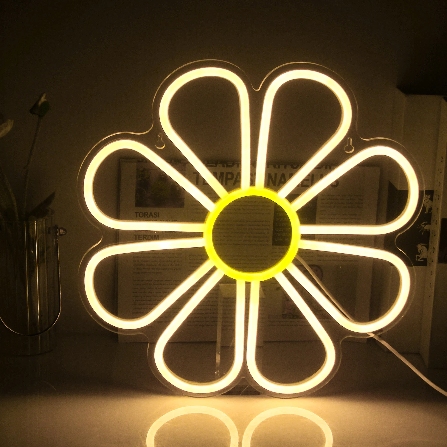 Flower Neon Sign Led Light Custom Signs Shop Bar Club Wedding Party Kids Teen Room Wall Decoration Bright Acrylic Decor Light