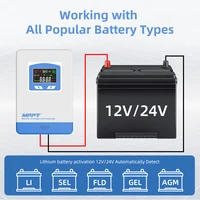 Contrôleur de Charge solaire Mppt 40A 30A 20A, entrée PV 100VDC 60VDC, régulateur solaire 12V 24V, écran LCD automatique, GEL LiFePo4 3
