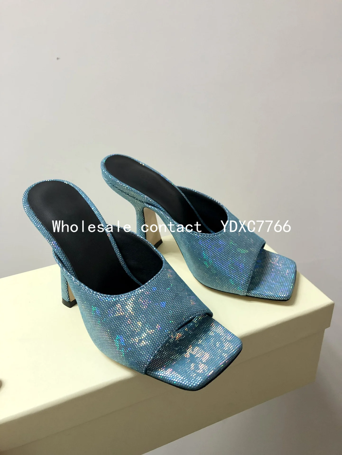 New cowhide thick heels high heels 2023 summer European and American fashion Korean version women wearing slippers women sandals