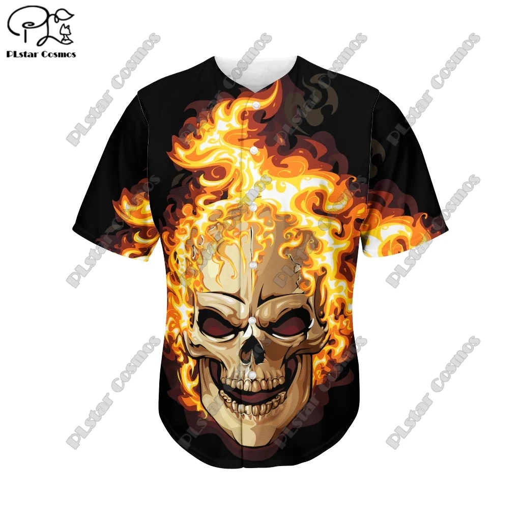 

PLstar Cosmos fashion 3d printing 2023 new cardigan horror theme skull summer short-sleeved brand clothing unisex series
