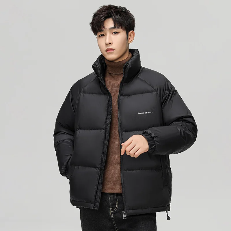 겨울 스탠드 칼라 하이킹 다운 재킷, 올매치 방풍 캐주얼 남성 의류, 야외 따뜻한 트레킹 다운 코트, 스타일리시 트렌드