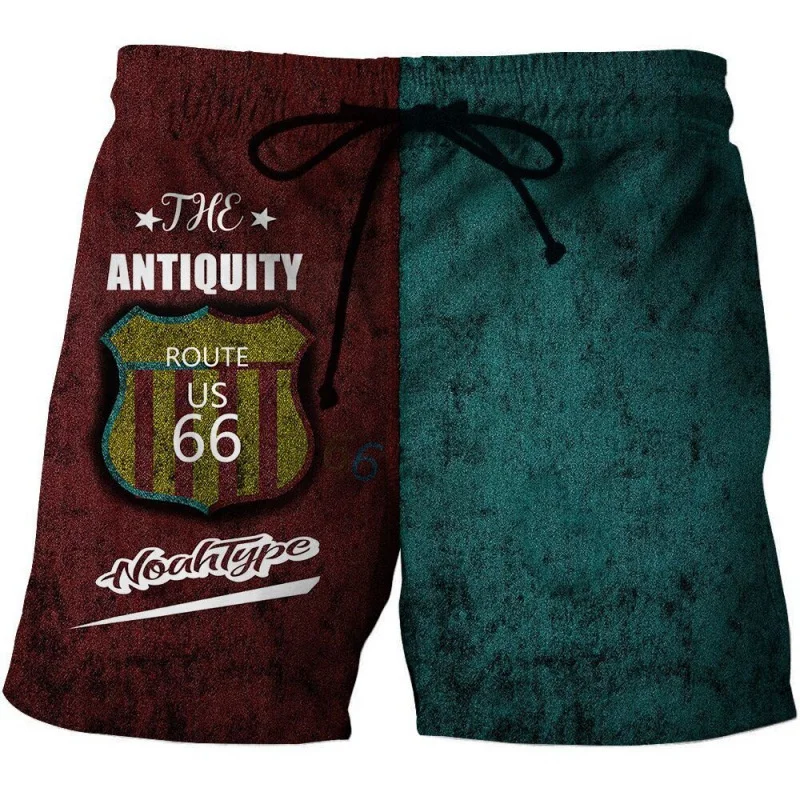

Route US 66 Graphic Shorts Men Beach Short Pants Summer 3D American Flag Printed Board Trunks Swimsuit Woman 2023 Kid Ice Shorts