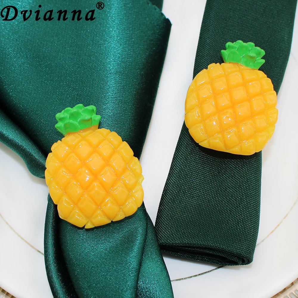 

4Pcs Plastic Artificial Yellow Pineapple Napkin Rings Lemon Banana Watermelon Table Rings for Wedding Party Home Decor HWW52