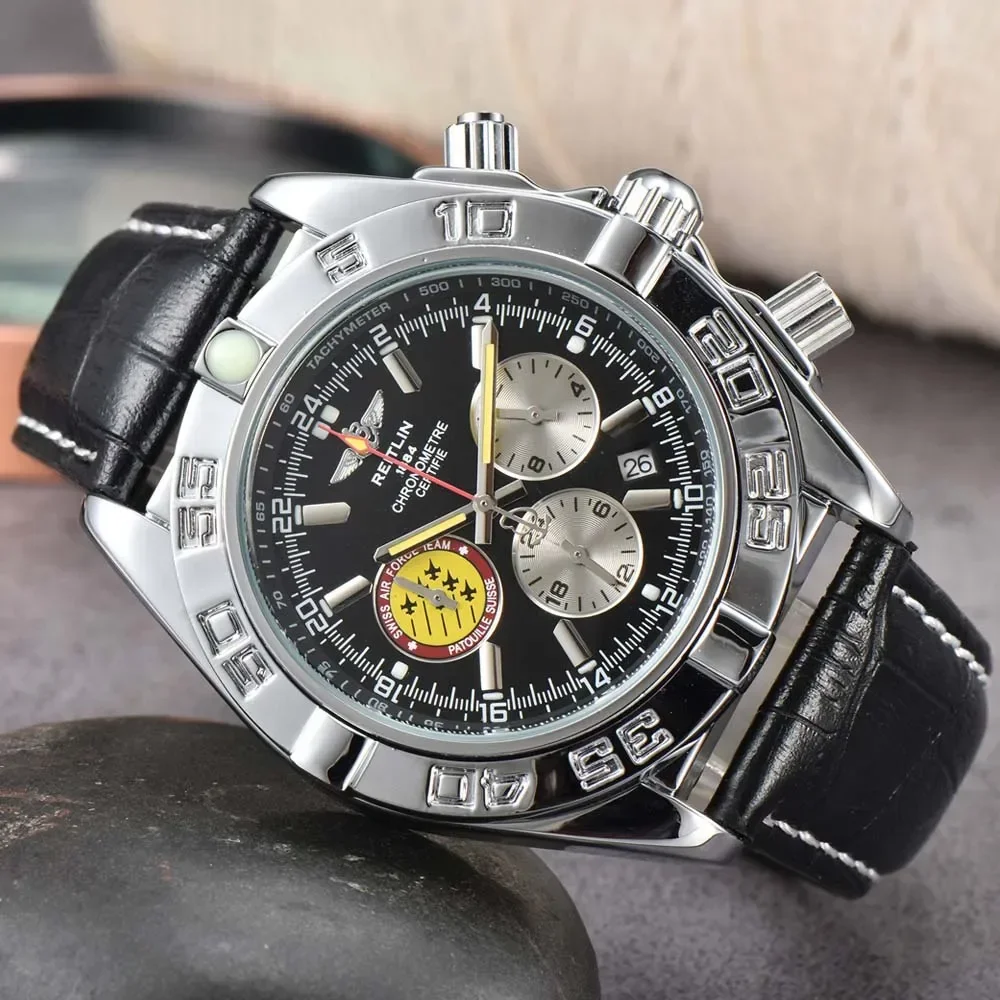 

Top Hot AAA+ Breitling Watches For Mens Multifunction Automatic Date Wristwatch Luxury Full Stainless Steel Chronograph Clocks