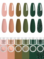 6pcs 10g Nude Green Dip Powder Nail Kit Fast Air Dry Solid Dipping Powder for Starter Manicure Nail Art Design Women Gifts 1