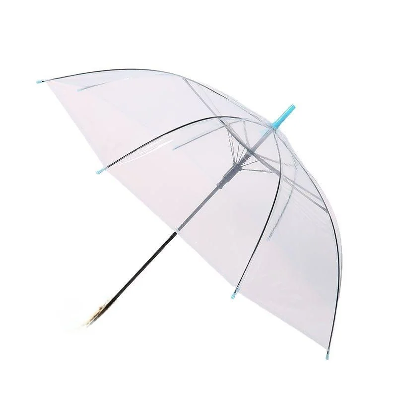 Transparent Plastic Rain Umbrella Long Handle Disposable White High Aesthetic Value Rain Flower in the Rain PVC Auatic Umb...