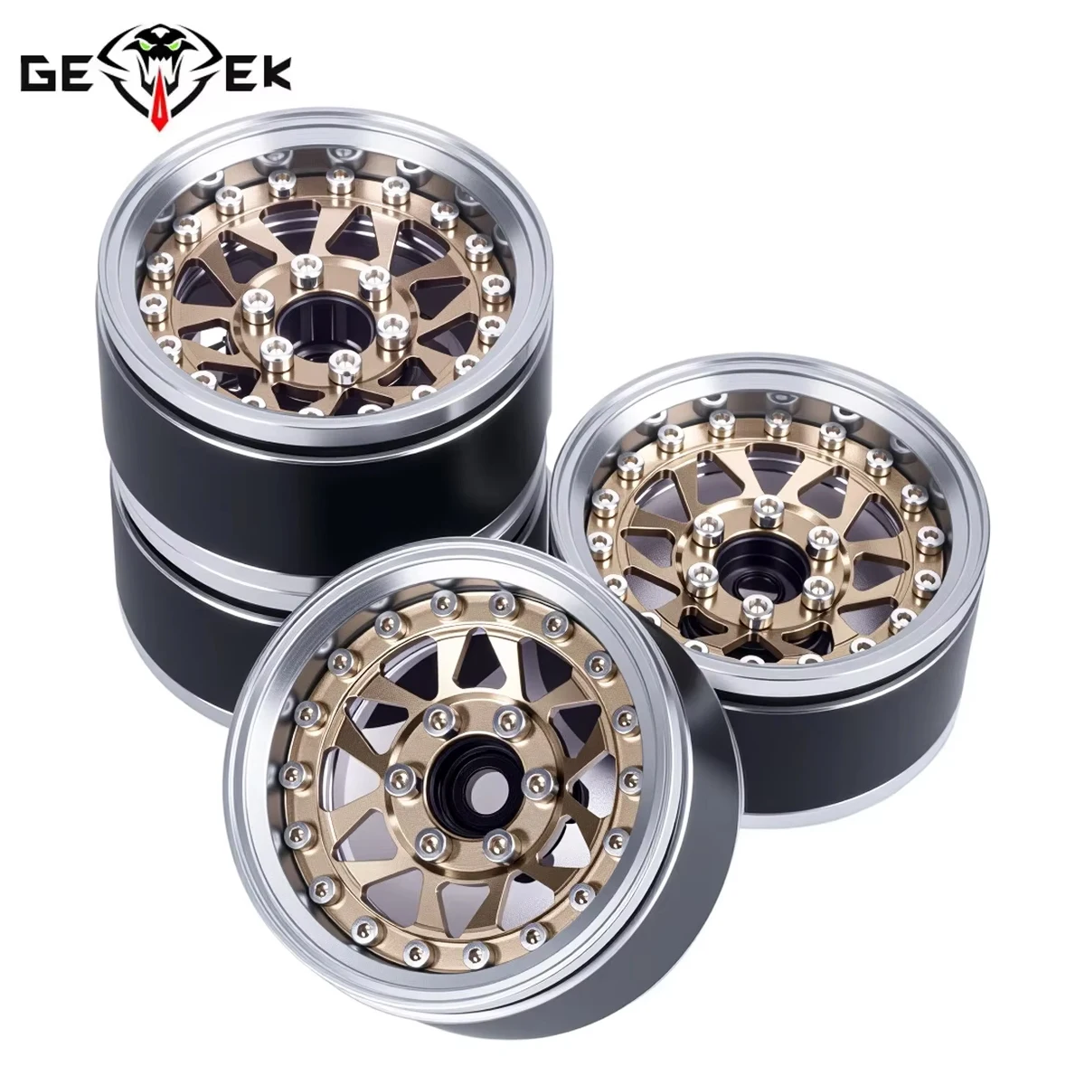 4Pcs 1.9 Aluminum Beadlock Wheel Rims Adjustable Offset 12mm Hex for 1/ ...