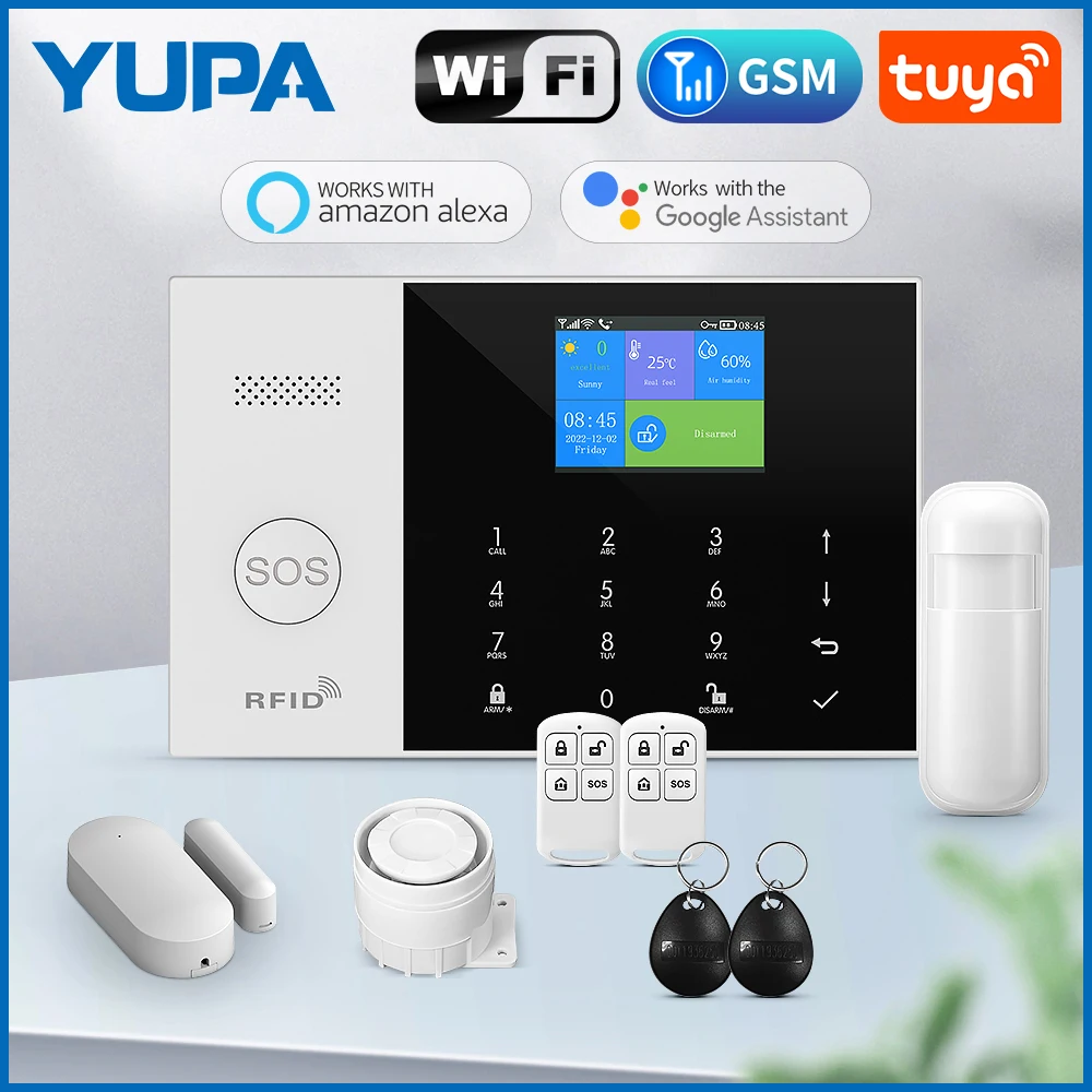 GSM Home Security Alarm System For Tuya Smart Home WiFi Burglar Alarm Works Alexa & Google Security System