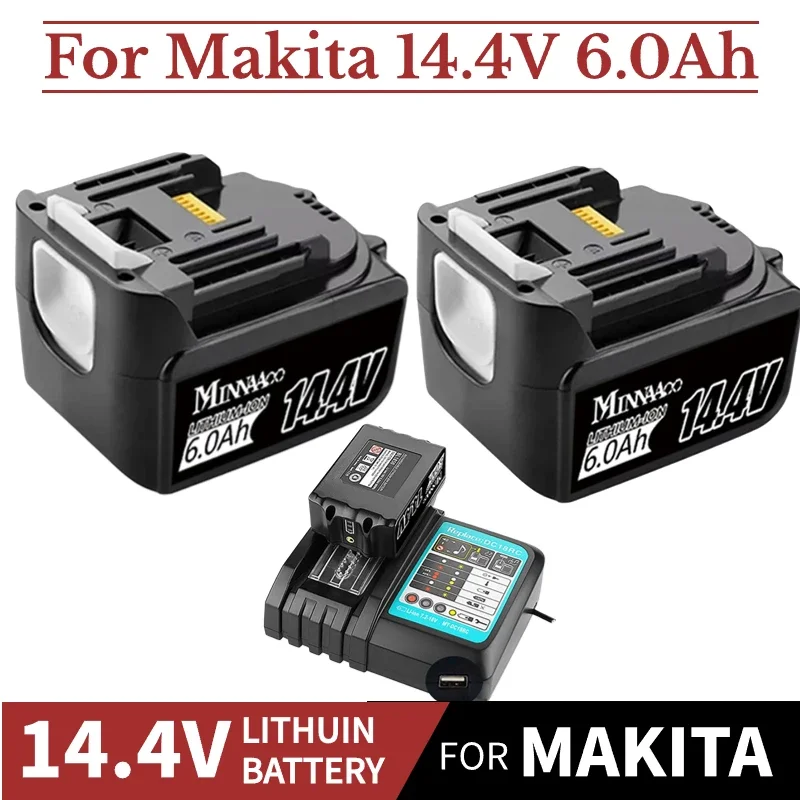 

14.4V 6000mAh for Makita BL1430 BL1415 BL1440 196875-4 194558-0 195444-8 3.0Ah 14.4V rechargeable battery for LED indicator