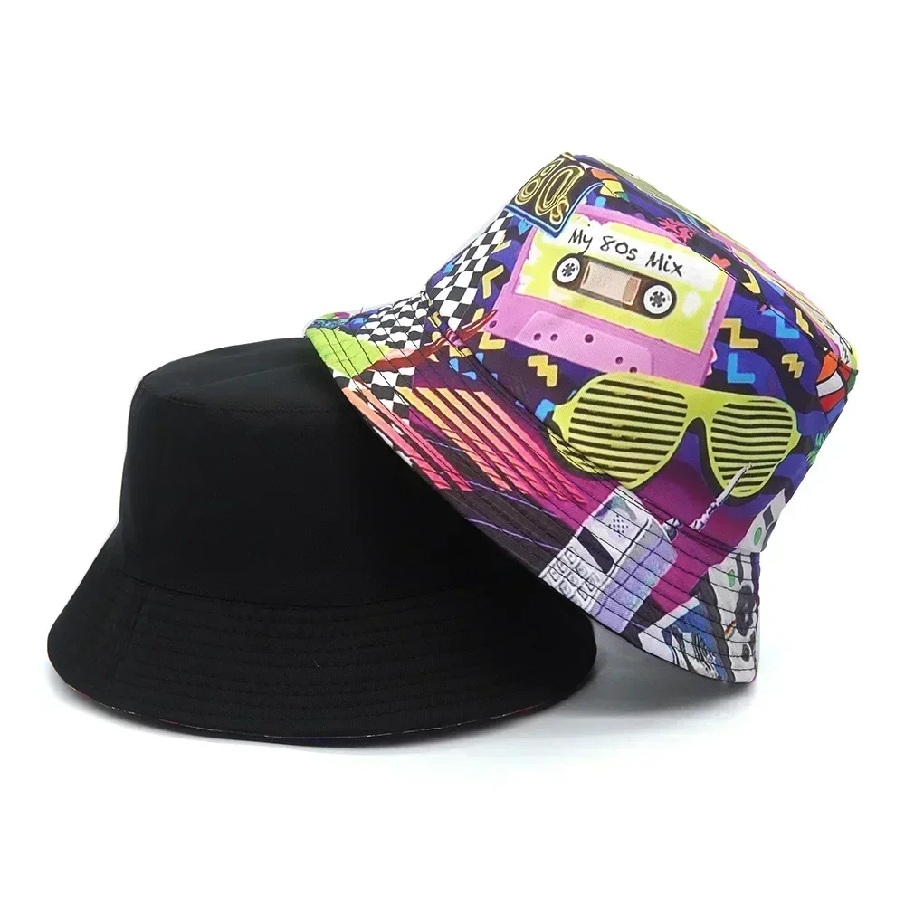 Bucket Hat Fashion Print 90's Panama Female Vintage Fisherman Unisex sun hats fisherman hat denim bucket hats sunscreen hats bucket hats sun hat