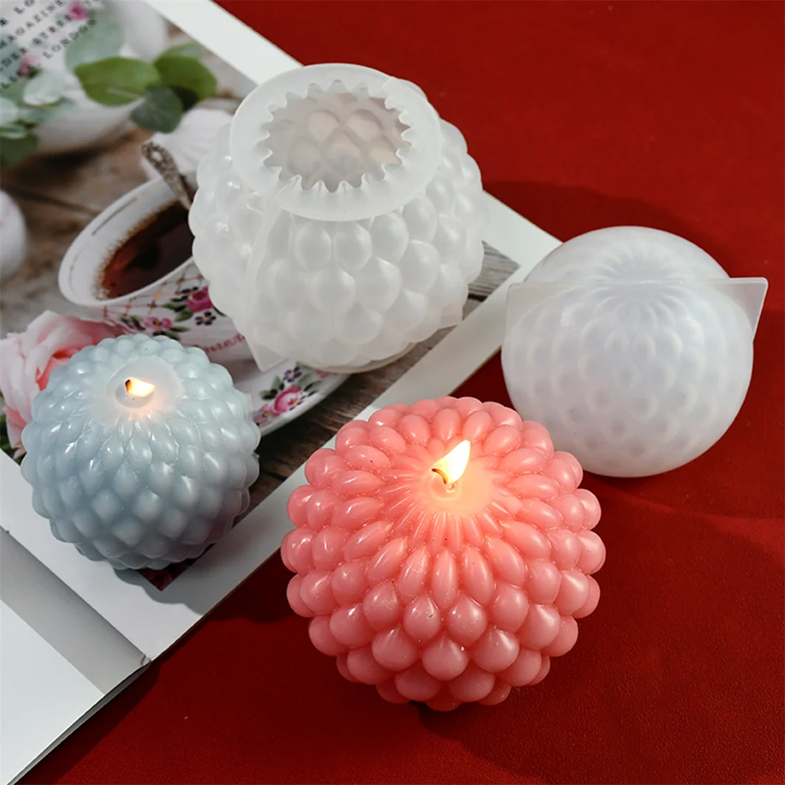 Spherical Silicone Candle Mold DIY Round Ball Aromatherapy Soap Candle Making Supplies Plaster Epoxy Resin Mold Crafts Ornament
