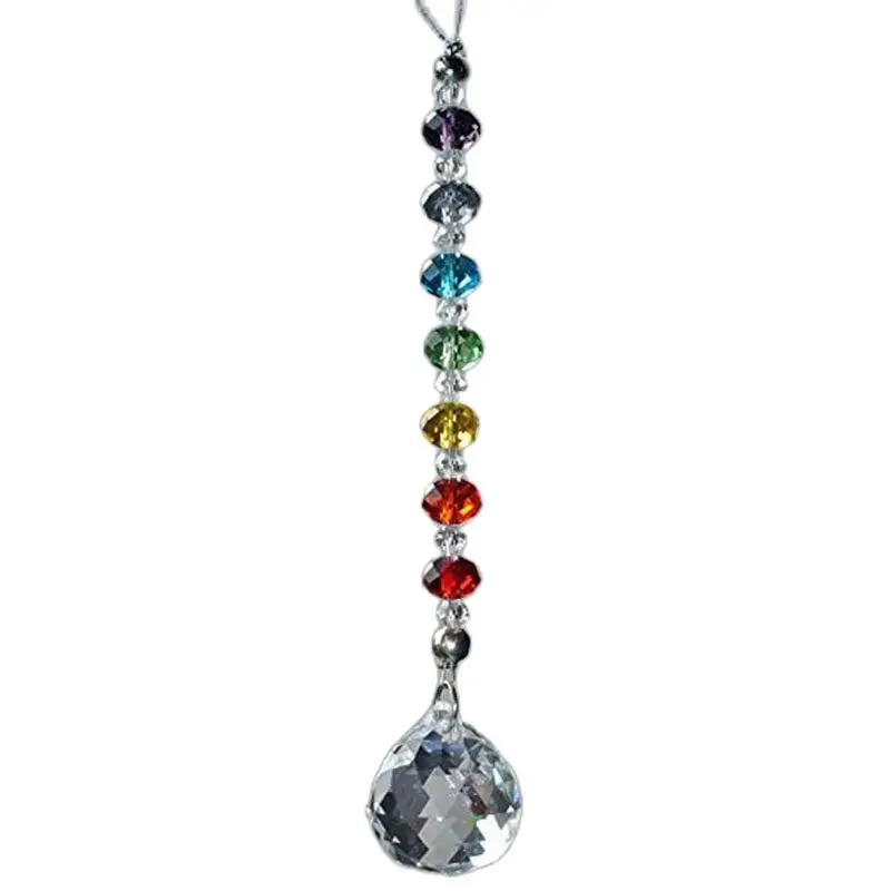 20mm Crystal Ball Prism Chakra Colors Rondelle Beads Pendant Rainbow Maker Suncatcher Home Garden Decoration 1PCS sun catcher,crystal pendant,sun catchers