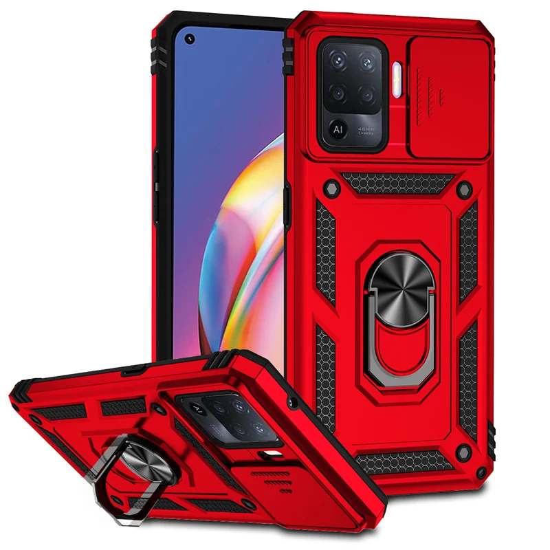 Shockproof Armor Case with Magnet Ring Holder and Side Camera Lens Protection