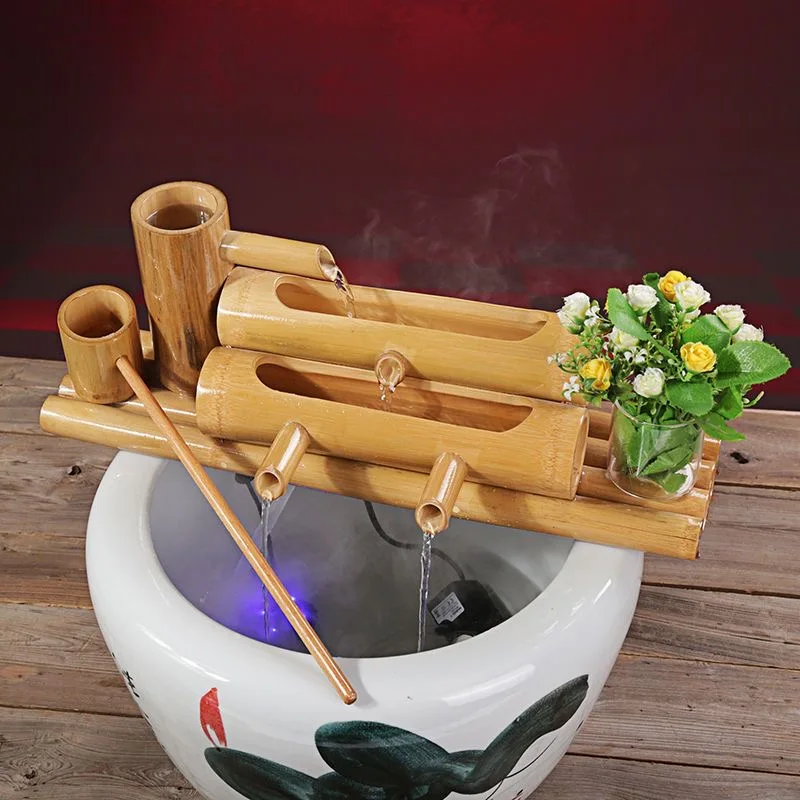 

Bamboo Aquarium Water Recycling Feng Shui Decoration Tube Water Fountain Stone Trough Filter Office Desktop Furnishings