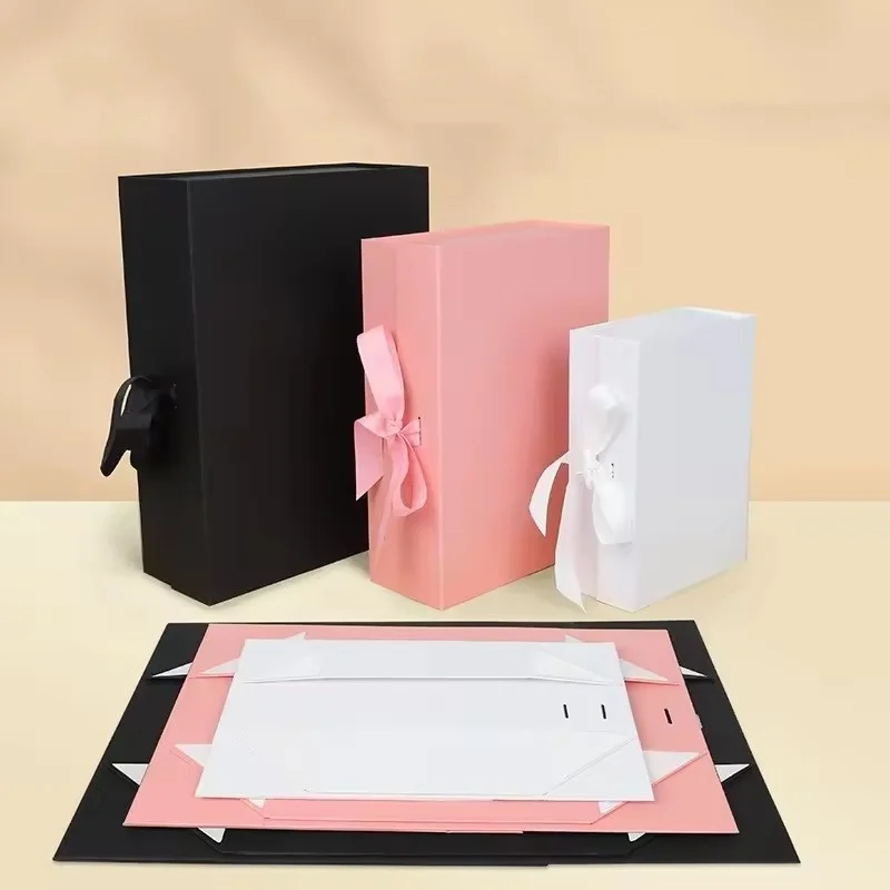 Wholesale 100pcs Custom Foldable Magnetic Gift Boxes with Ribbon, Luxury Book-Shaped Pa... - SKU CFMB2234 - UGI Packaging