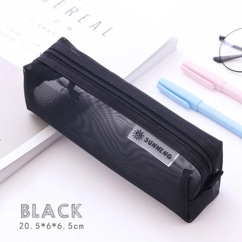 1 Piece Simplicity Pencil Pouch Transparent Visiable Nylon Pencil Case  Durable Solid Color Series Stationery Storage Bag Student - AliExpress