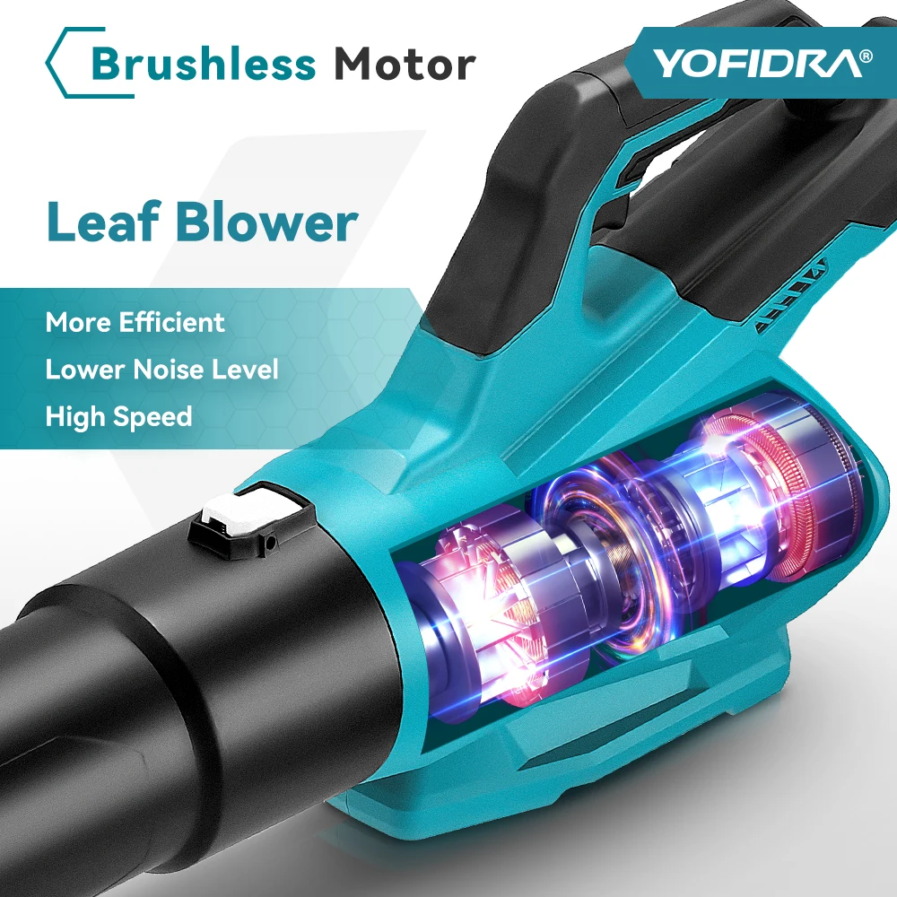 YOFIDRA 2000W Electric Air Blower 21500RPM Cordless Leaf Snow Blower Cleaner Sweeper Garden Power Tools For 21V 18V Battery